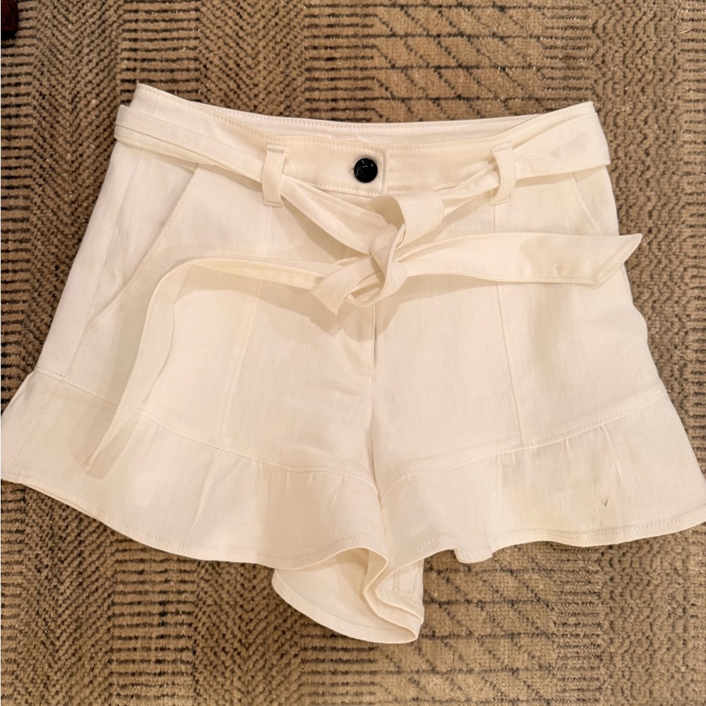 Cinq à Sept High Waist Cream Belted Shorts